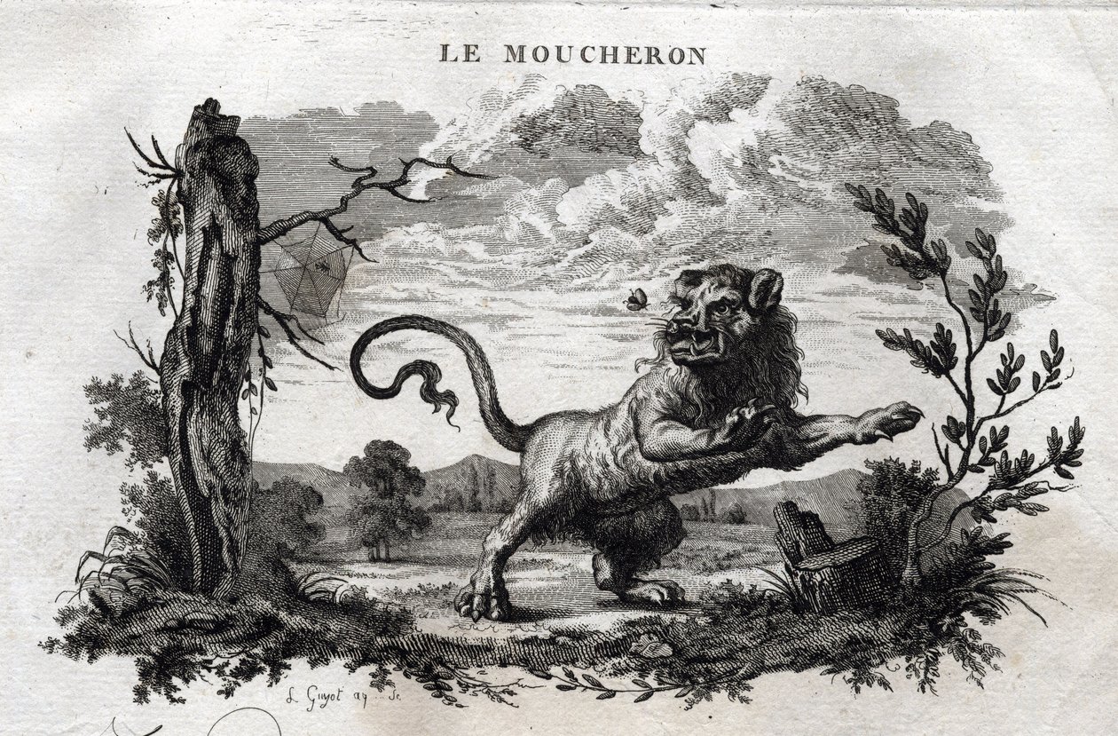 البراغيش. حكاية Esope. (الكاتب اليوناني Esopo أو Ecopus ، القرن السادس قبل الميلاد) كتبه Guillaume Montfort and Gravees بواسطة Beauble في عام 1801. بواسطة المدرسة الفرنسية