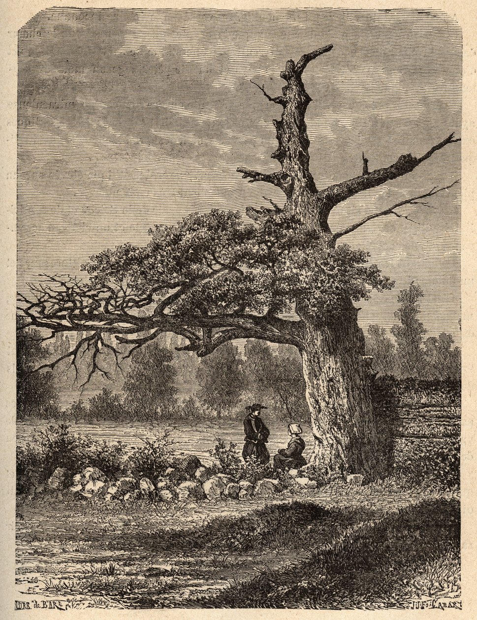 بلوط هنري الرابع في Sainte Foix ، بالقرب من رين - نقش في "" PATRIE - الوصف PECTUREQUIRESSE DE LA FRANCE EN 6 VOLUES BY LUCIEN HUARD - نهاية القرن التاسع عشر بواسطة المدرسة الفرنسية
