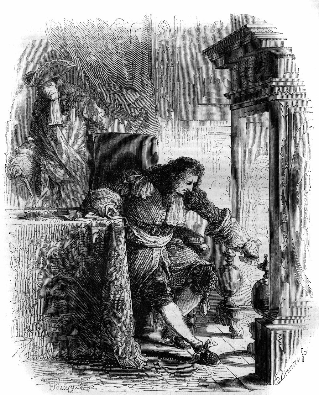 المراسلات الكاتب المسرحي جان غالبرت دي كاميسترون (1656-1723) مع الدوق لويس جوزيف دي فيندوم (1654-1712). نقش من 1856. بواسطة المدرسة الفرنسية
