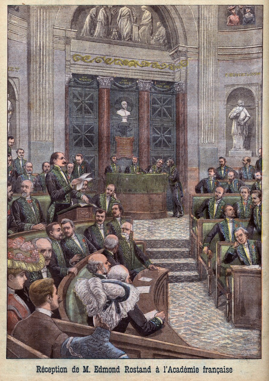 استقبال الشاعر والكاتب المسرحي إدموند روستاند في أكاديمية Francaise في "Le Petit Journal" بواسطة المدرسة الفرنسية