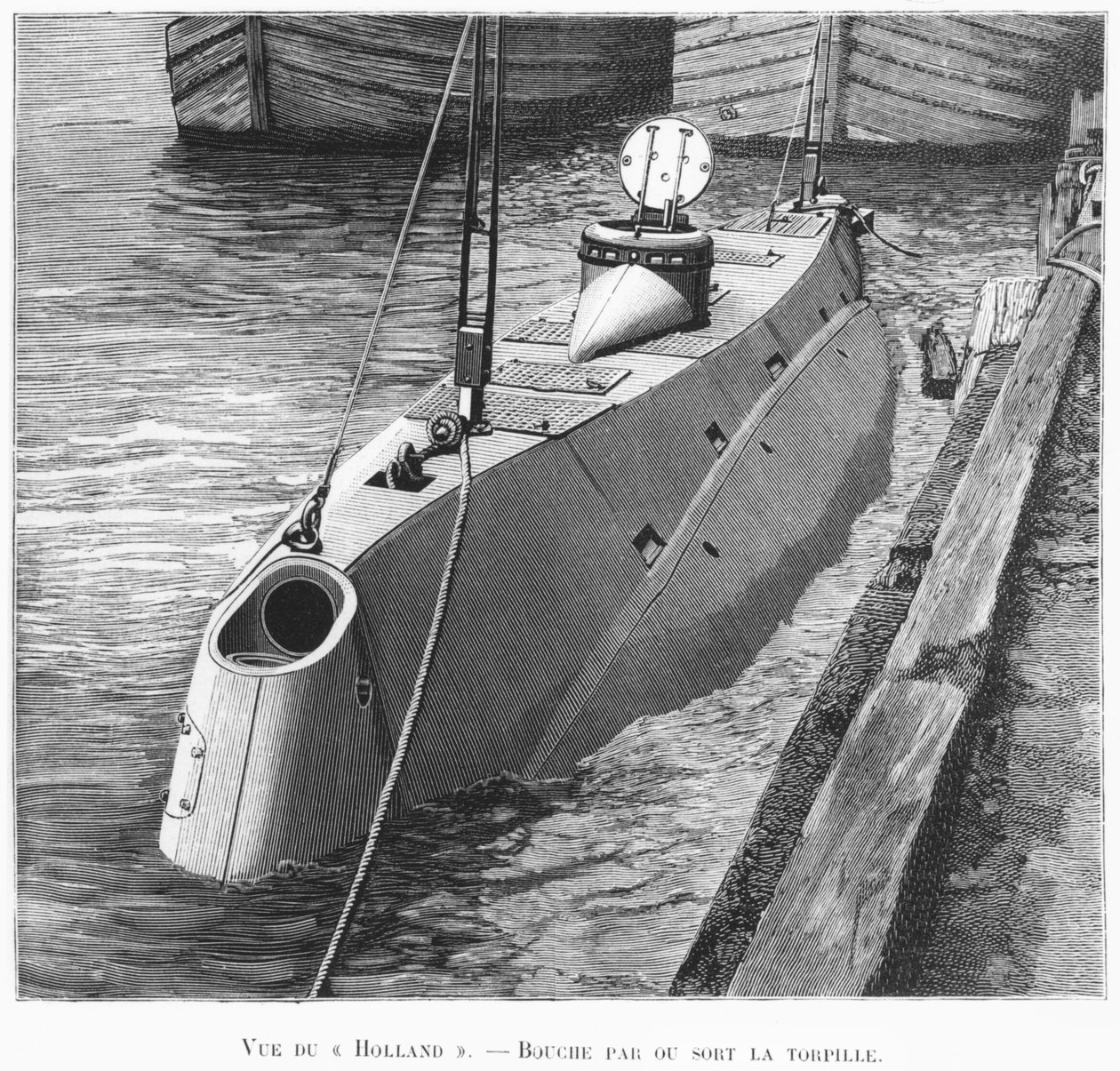 الغواصة الهولندية ، رسم توضيحي من Le Monse Illustre ، يناير 1899 بواسطة المدرسة الفرنسية