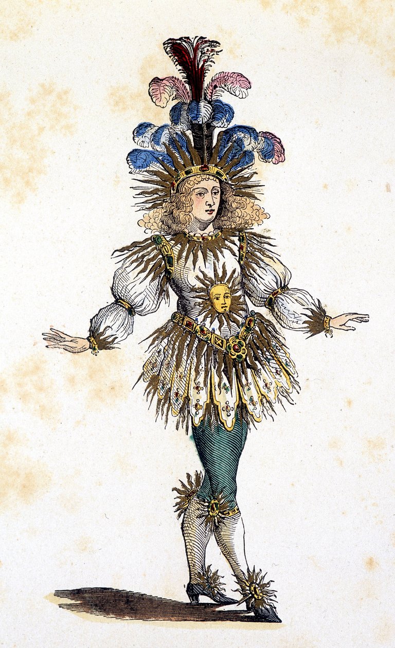 The sun king in theater costume. sd. 18th century بواسطة المدرسة الفرنسية