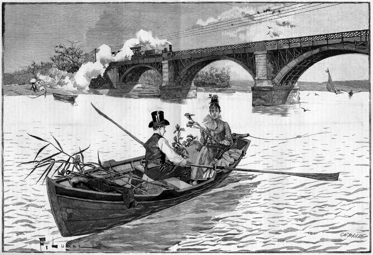 محيط باريس ، يوم أحد في ارجنتويل عام 1887. بواسطة المدرسة الفرنسية