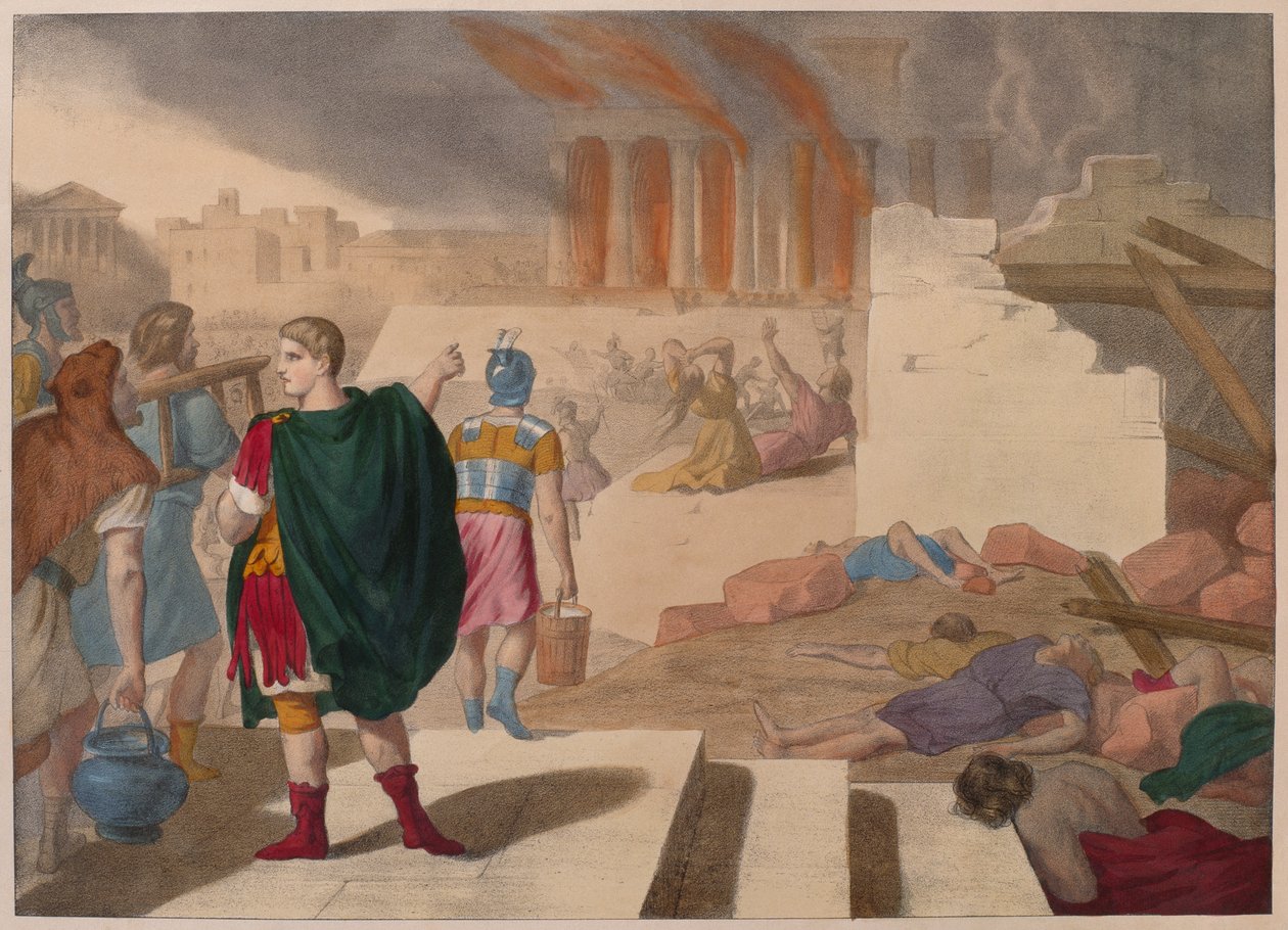 الاستيلاء على القدس من قبل تيتوس ، توضيح من التعليم المسيحي Listoire Sainte ، نشره Charles Delagrave ، باريس ، أواخر القرن التاسع عشر بواسطة المدرسة الفرنسية
