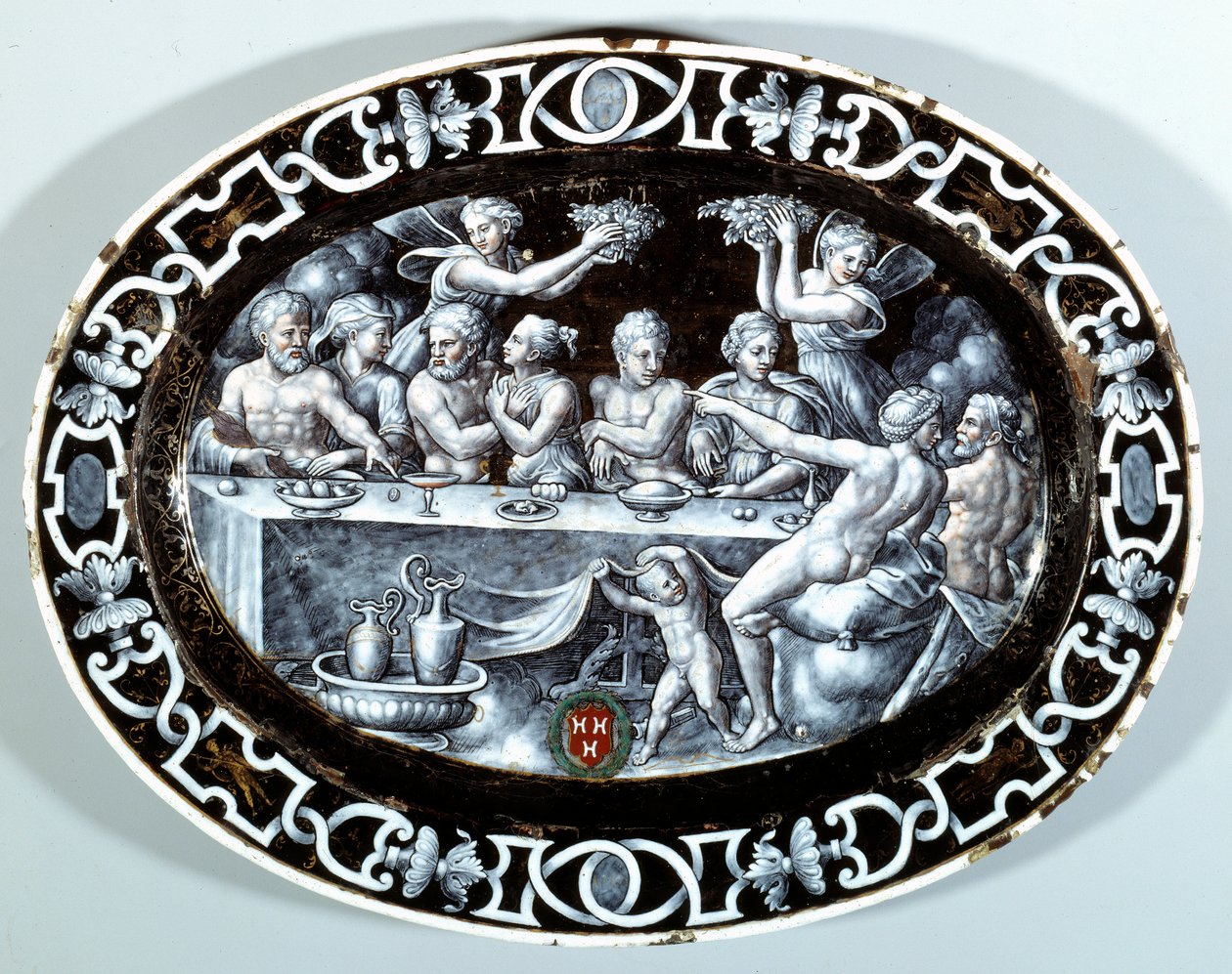 وليمة زفاف Psyche Oval Plat مطلية بالمينا على النحاس من المدرسة الفرنسية. 1560 باريس ، متحف اللوفر بواسطة المدرسة الفرنسية