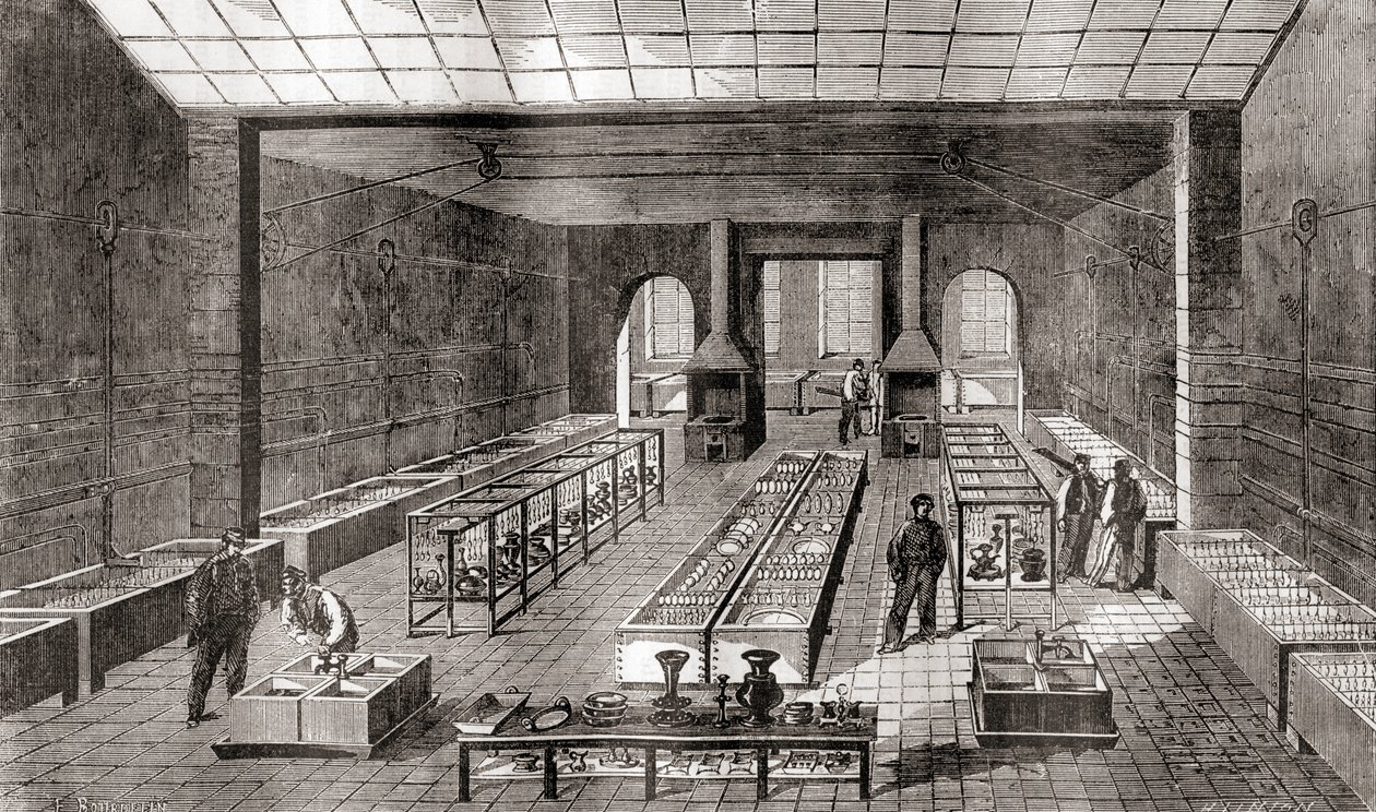 The workshop containing the chemical baths in Charles Christofle