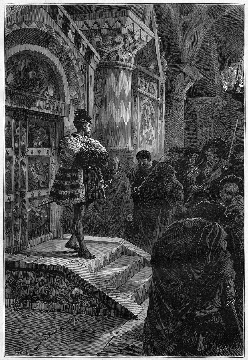 التمثيل المسرحي: "" هرناني "لفيكتور هوغو (1802-1885) ، الفصل الرابع المشهد 4. باريس ، كوميدي فرانسيس بواسطة المدرسة الفرنسية