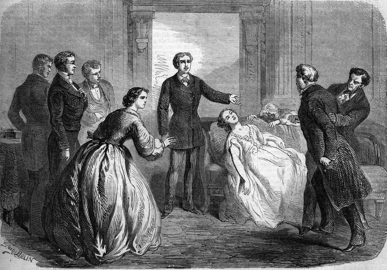 التمثيل المسرحي لـ "La Maratre" (الفصل الخامس ، المشهد الأخير) بواسطة Honore de Balzac (1799-1850). باريس ، مسرح دو فودفيل بواسطة المدرسة الفرنسية