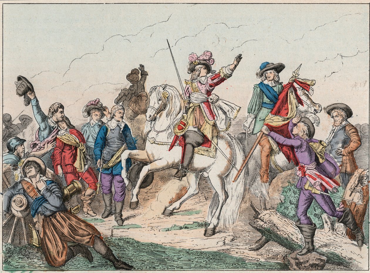 حرب الثلاثين عامًا (1618-1648): الأمير لويس الثاني من بوربون كوندي (بوربون كوندي) ، المعروف باسم غراند كوندي (1621-1686) ، دوق إنين ، يحيي جثة كونت فونتين في معركة روكروي (روكروي) ضد الإسبان ، 19 مايو بواسطة المدرسة الفرنسية
