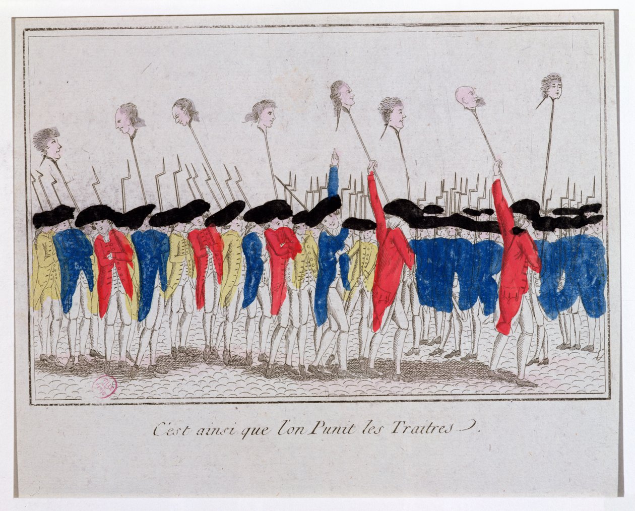 هذه هي الطريقة التي يُعاقب بها الخونة ، القناصين الذين يحملون رؤوس المقصلة ، 1789 بواسطة المدرسة الفرنسية
