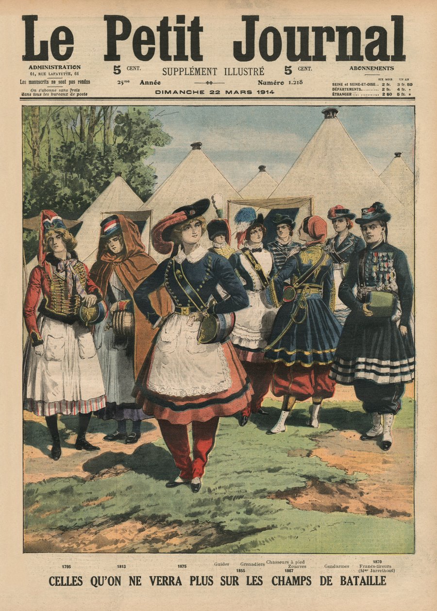 أولئك الذين لم يعودوا في ساحات المعارك ، صورة الغلاف الأمامي من `` Le Petit Journal &39;&39; ، ملحق illustre ، 22 مارس 1914 (لون ليثو) بواسطة المدرسة الفرنسية