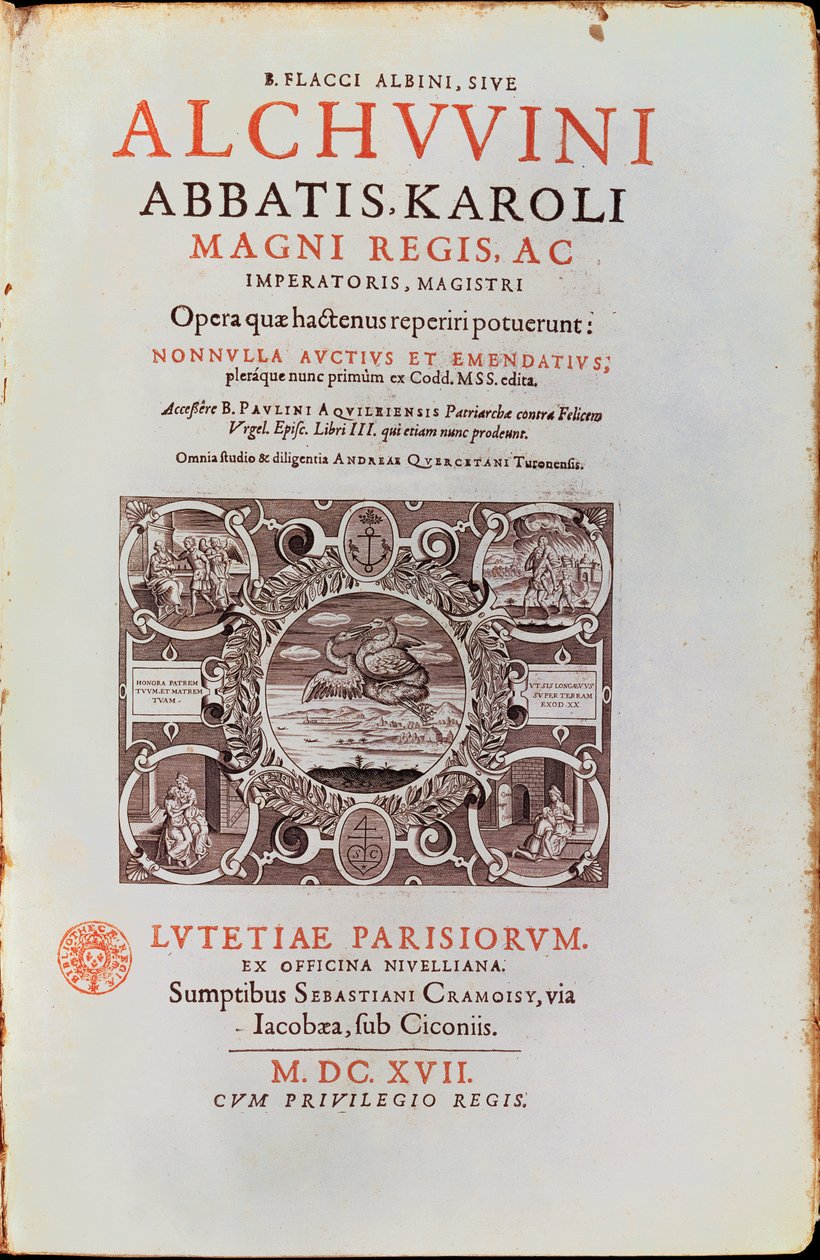 صفحة العنوان من الملك تشارلز أبوت بواسطة ألكوين ، نُشرت عام 1617 بواسطة المدرسة الفرنسية