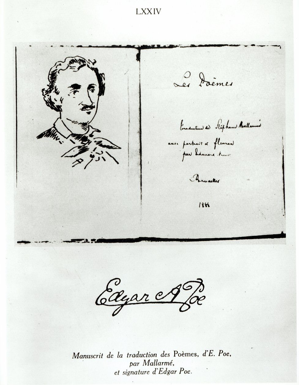 صفحة عنوان Les Poemes بواسطة Edgar Allan Poe (1809-49) ترجمت من قبل Stephane Mallarme (1842-98) مع صورة للمؤلف ، 1888 بواسطة المدرسة الفرنسية