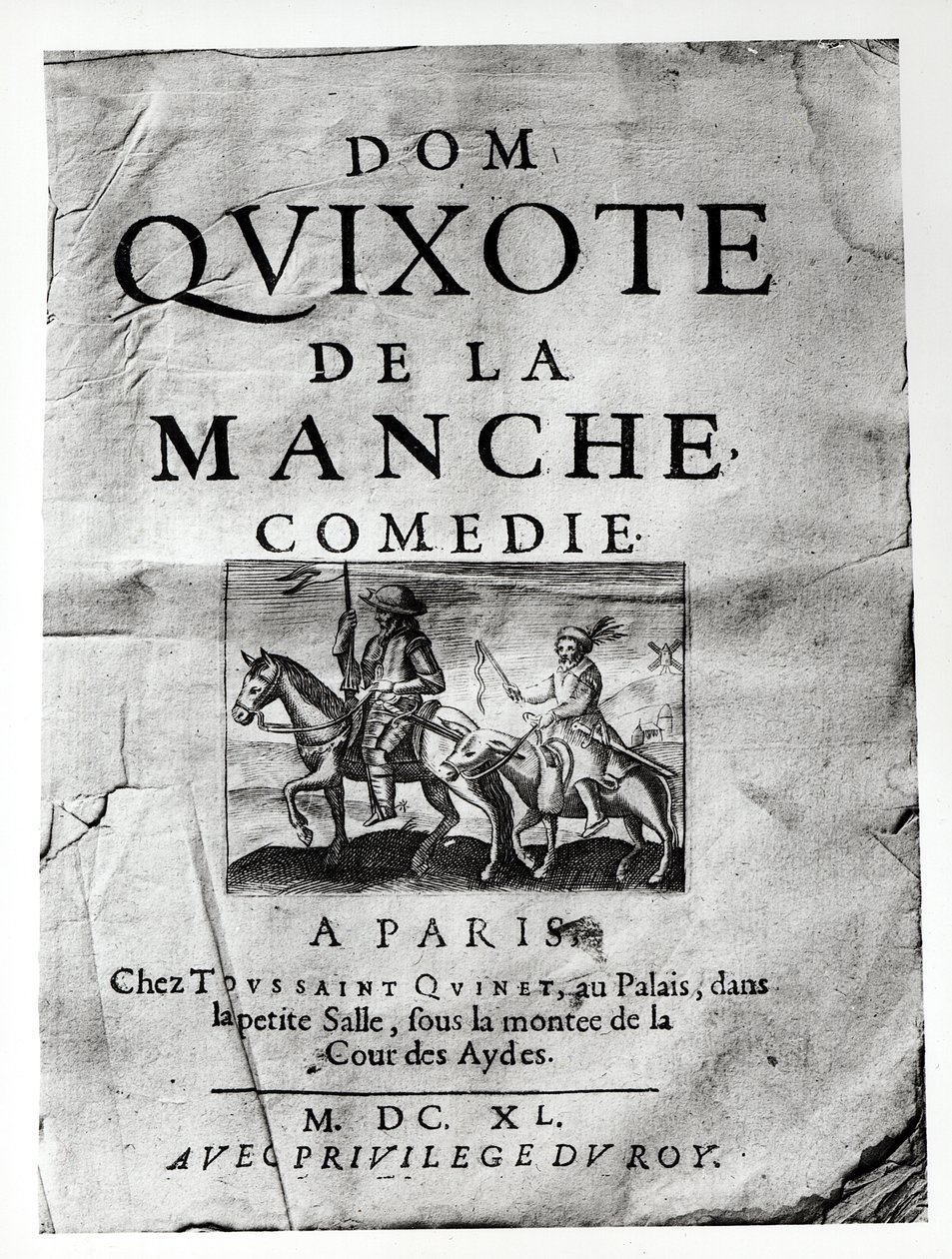 صفحة العنوان من Dom Quixote de La Manche Comedie من تأليف Guerin de Bouscal ، 1640 بواسطة المدرسة الفرنسية