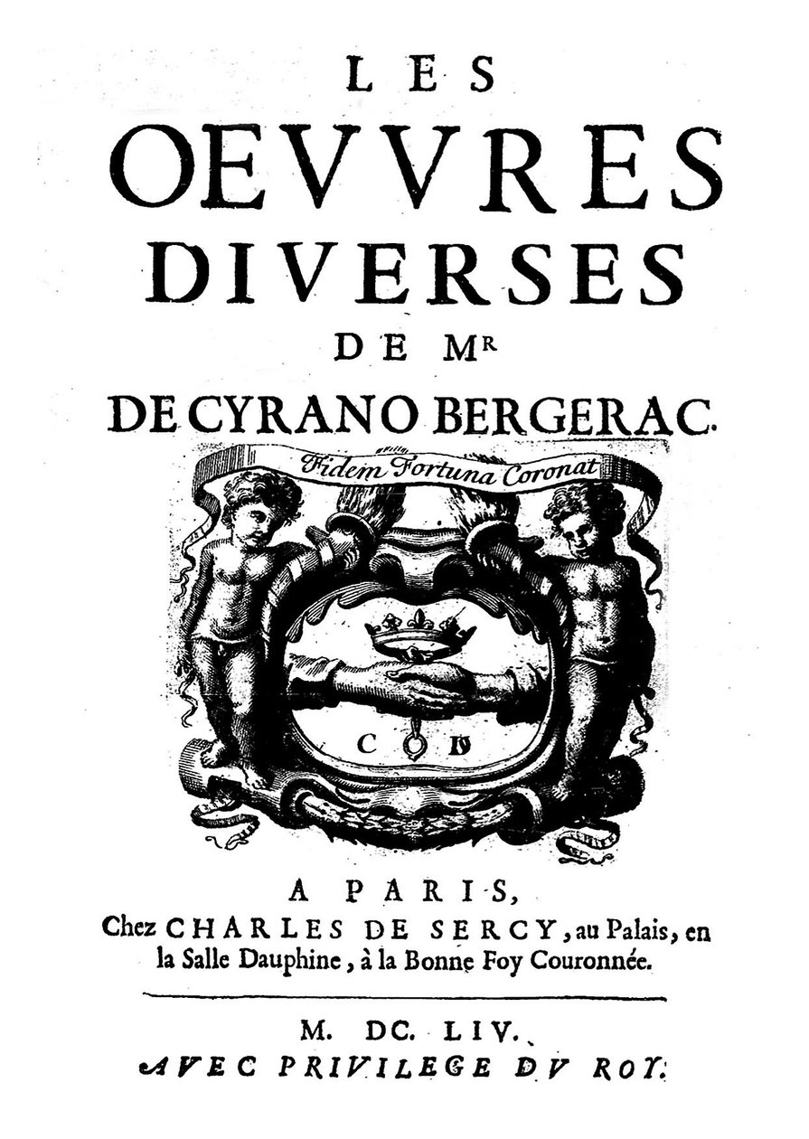 صفحات عنوان "" الأعمال المختلفة للسيد كيرانو برجراك "1654. (1619 - 1655) كاتب فرنسي. بواسطة المدرسة الفرنسية