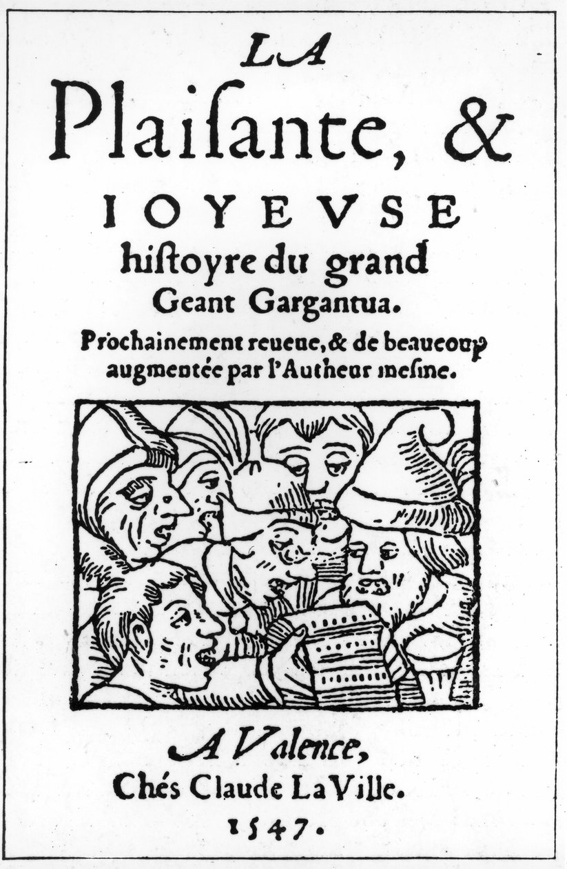 عنوان Gargantua من قبل فرانسوا رابيليه (1494-1553) 1547 (xylograph) بواسطة المدرسة الفرنسية