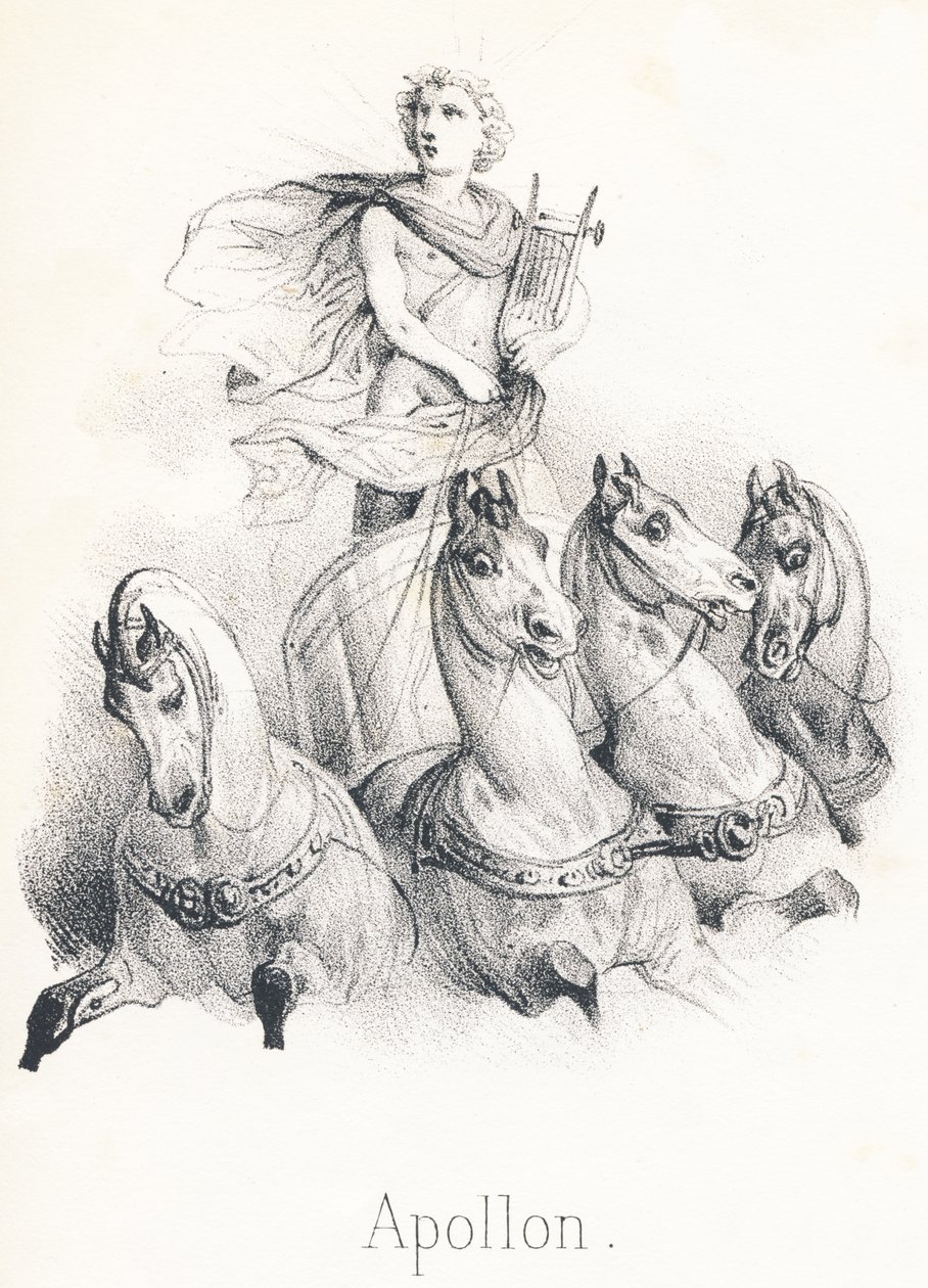 To Apollo: This God was the son of Jupiter and Latona called Phebus to heaven when he led the chariot of the sun drags by four horses بواسطة المدرسة الفرنسية