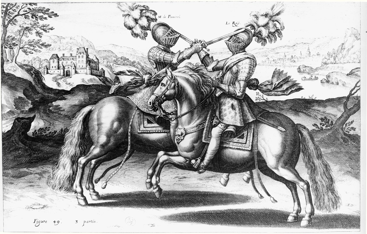 مشهد البطولة بين هنري الرابع (1553-1610) وأنطوان دي بلوفينيل (1555-1620) بواسطة المدرسة الفرنسية