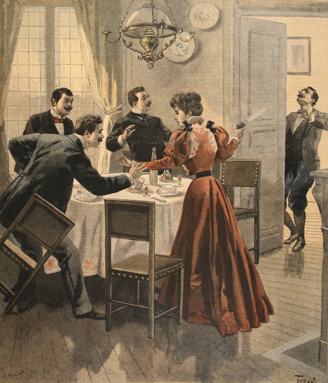 نهاية مأساوية لتناول غداء ، توضيح من Le Petit Journal: Supplement illustre ، 18 ديسمبر 1898 بواسطة المدرسة الفرنسية