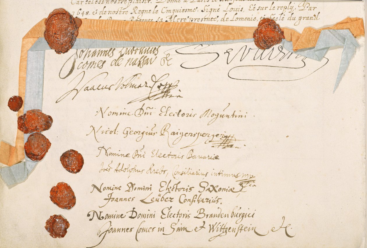 معاهدة وستفاليا ، الموقعة في مونستر 24 أكتوبر 1648 (انظر 212750) بواسطة المدرسة الفرنسية
