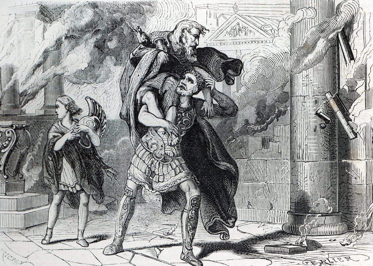 تسريب طروادة (نقش) 1864 بواسطة المدرسة الفرنسية