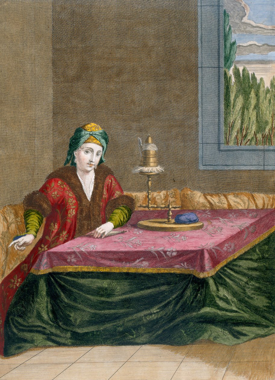 خيط الغزل التركي امرأة ، ج 1708 بواسطة المدرسة الفرنسية