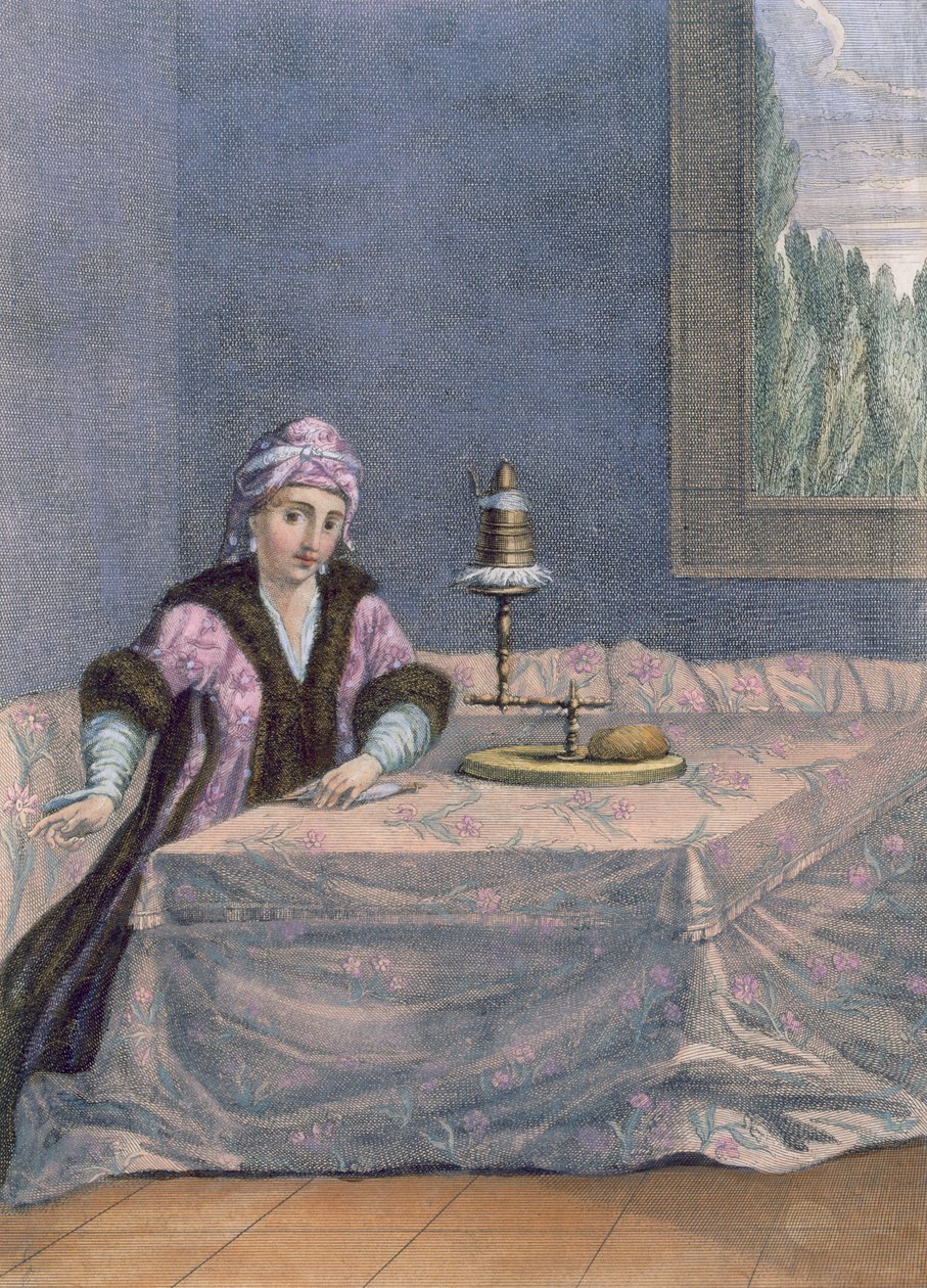 خيط الغزل التركي امرأة ، ج 1708 بواسطة المدرسة الفرنسية