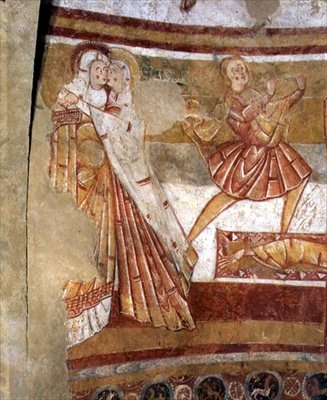 اثنين من المتفرجين ، التفاصيل من لوحة جدارية تصور صلب القديس بطرس (انظر أيضًا 110618) بواسطة المدرسة الفرنسية