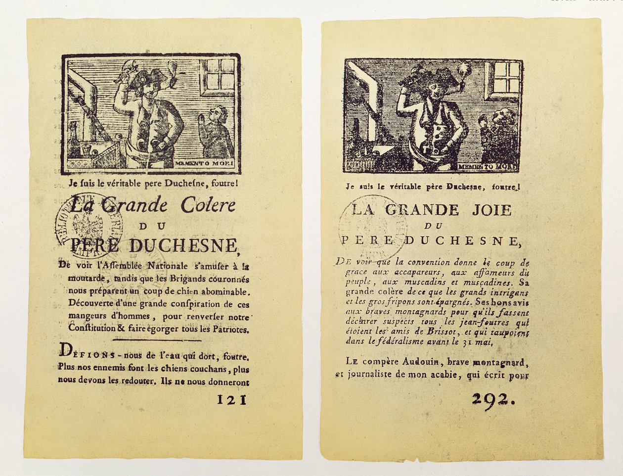 صفحتان من La Grande Colere بواسطة Pere Duchesne ، 1792 بواسطة المدرسة الفرنسية