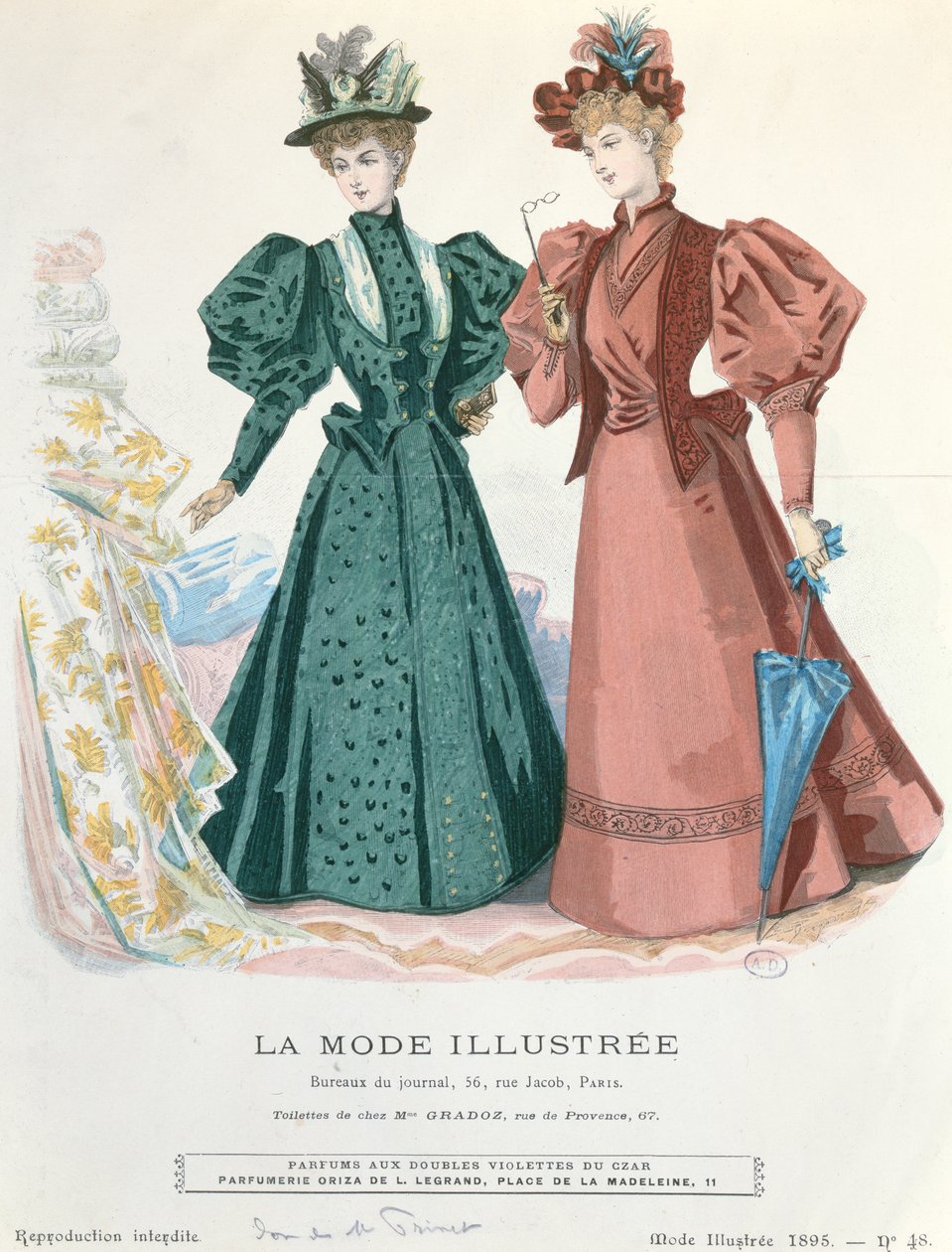 امرأتان ، من La Mode Illustrée ، 1895 بواسطة المدرسة الفرنسية