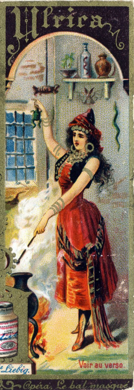 أولريكا في أوبرا جوزيبي فيردي "Le Bal masque" تم إنشاؤها عام 1859. أبجدية لأسماء النساء حول الموضوع: الأزياء النسائية والأوبرا. بواسطة المدرسة الفرنسية