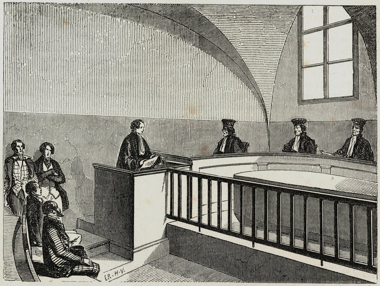 Une these at the school of law in Paris - نقش في "Tableau-de-Paris" بقلم إدموند تيكسييه 1852 بواسطة المدرسة الفرنسية