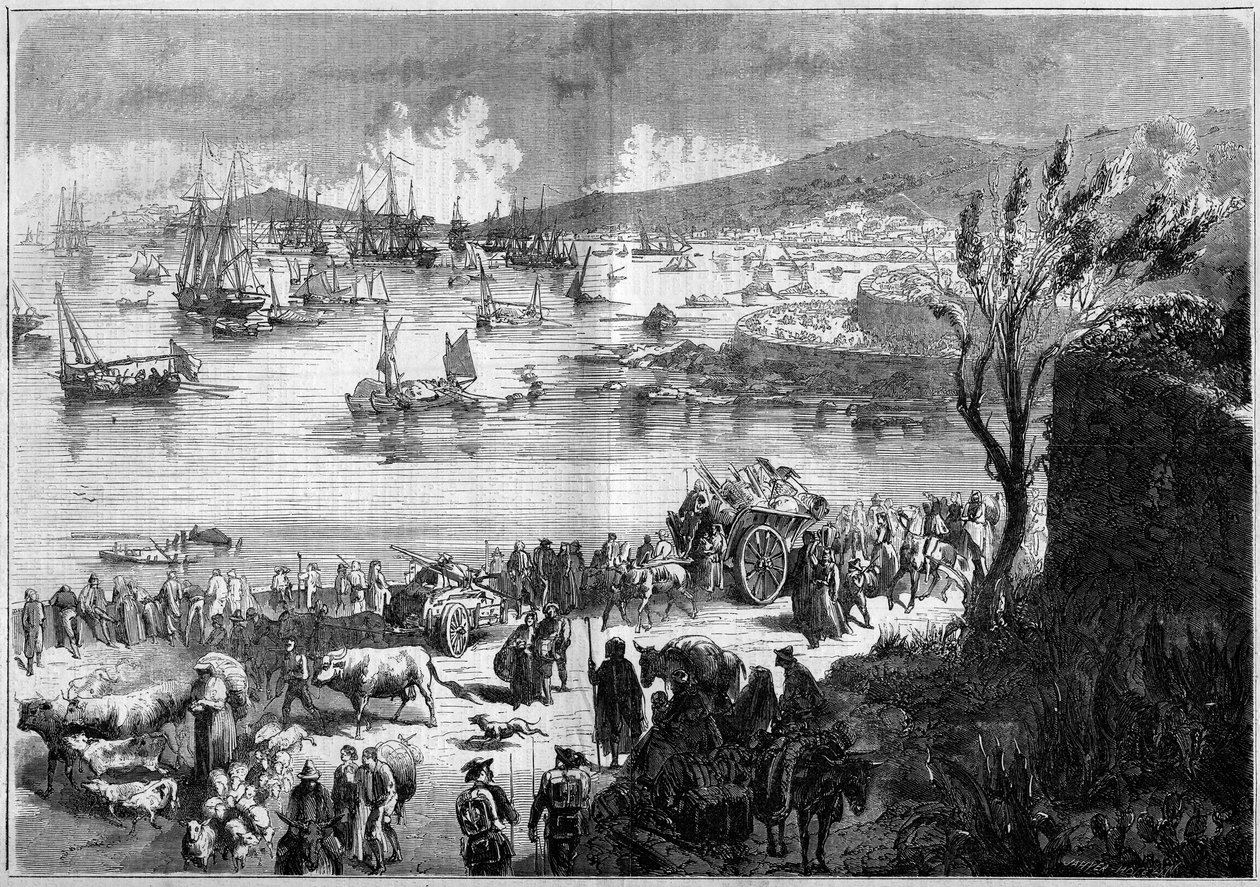 Unite d'Italie - حملة الألف أو القمصان الحمراء بقيادة جوزيبي غاريبالدي (1807-1882) - حصار غايت بواسطة المدرسة الفرنسية