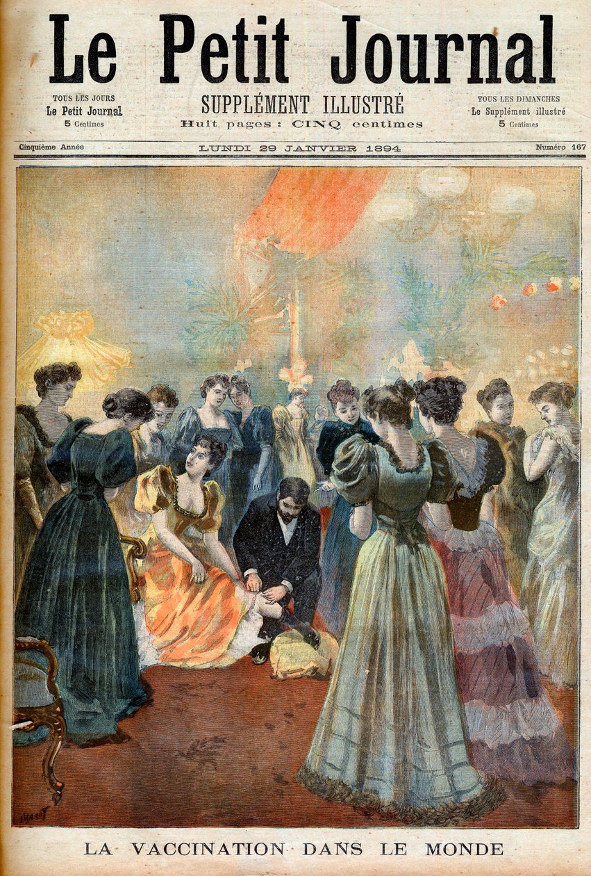 تلقيح في حفل استقبال مسائي أثناء وباء الجدري ، من Le Petit Journal ، 29 يناير 1894 بواسطة المدرسة الفرنسية