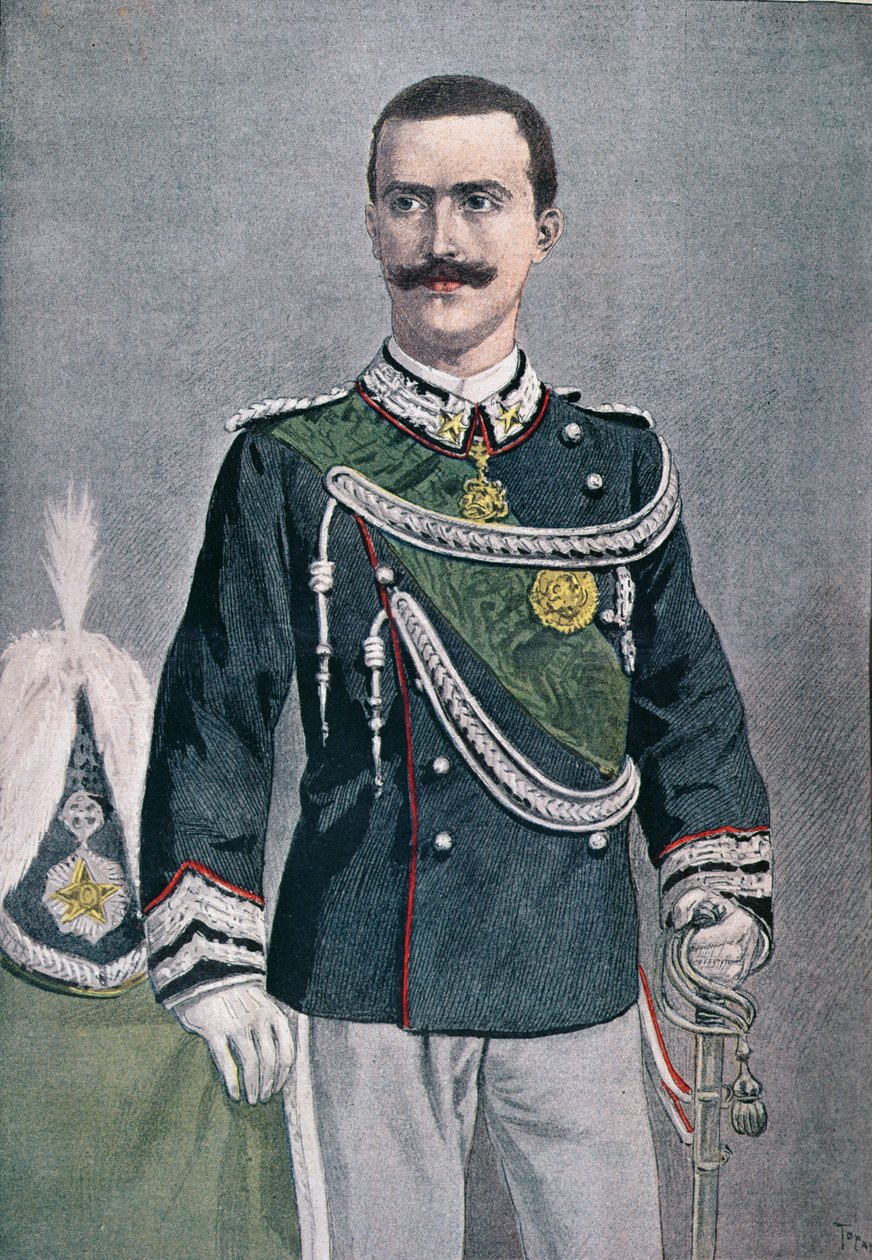فيكتور عمانويل الثالث ، رسم توضيحي من لو بيتيت جورنال ، 1900 بواسطة المدرسة الفرنسية