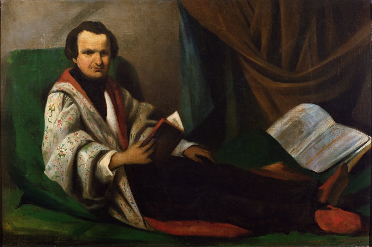 فيكتور هوغو (1802-85) على ديوانه ، 1830-40 بواسطة المدرسة الفرنسية
