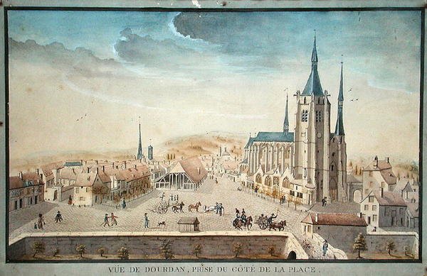 منظر لدوردان من قبل سجين ، c.1800 (مرحاض على ورق) بواسطة المدرسة الفرنسية