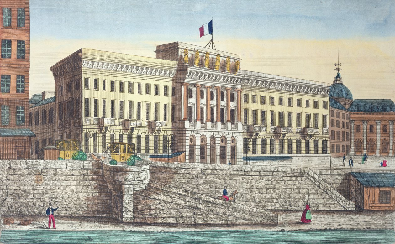 منظر لـ LHotel des Monnaies من Pont Neuf ، باريس (نقش الألوان) بواسطة المدرسة الفرنسية