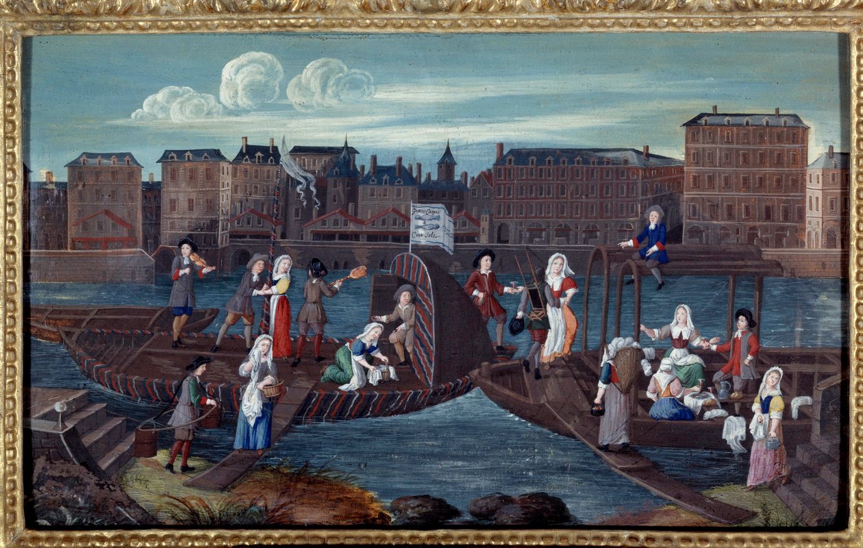 منظر لقارب سمك وقوارب تبيض في Quai de la Megisserie في باريس لوحة Anonymous للمدرسة الفرنسية. 1670. باريس ، متحف كارنافاليت بواسطة المدرسة الفرنسية