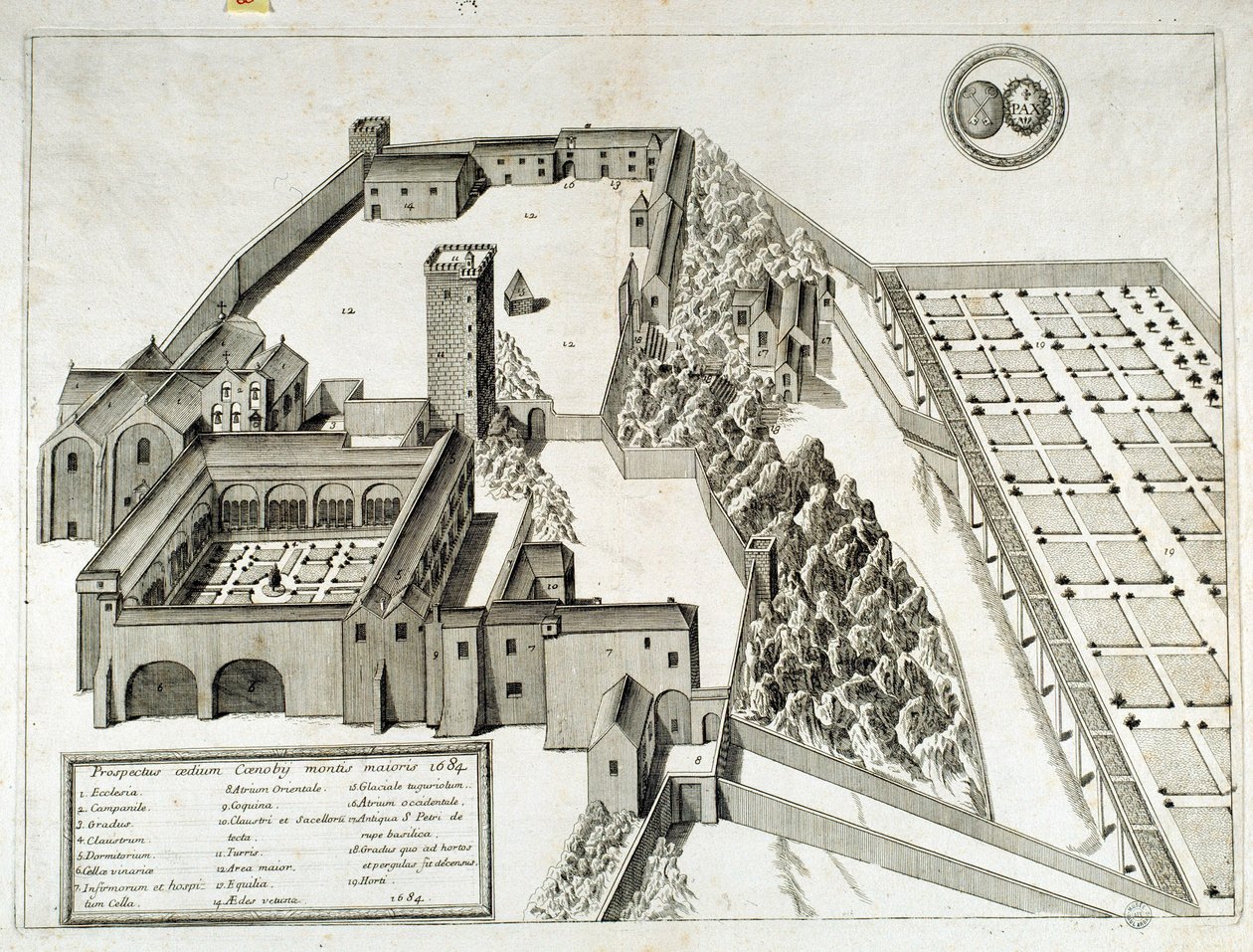 View of the Benedictine Abbey of Saint Pierre de Montmajour (or Mont Majour), founded in 948, Arles, France (engraving) بواسطة المدرسة الفرنسية