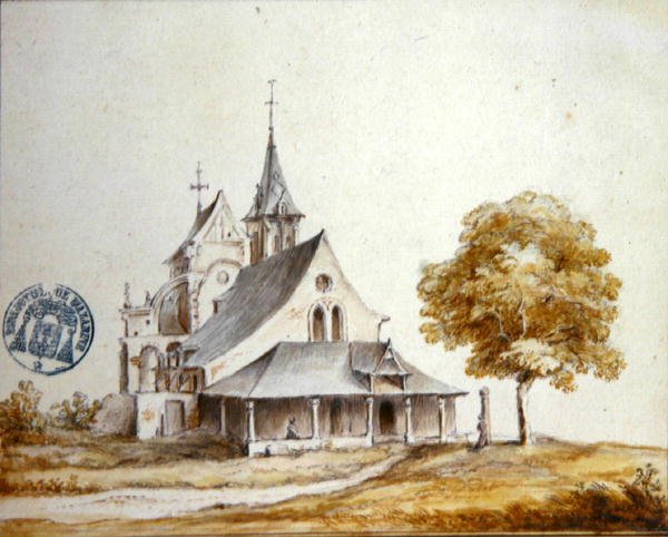منظر للكنيسة في Meudon (ألوان مائية على ورق) بواسطة المدرسة الفرنسية