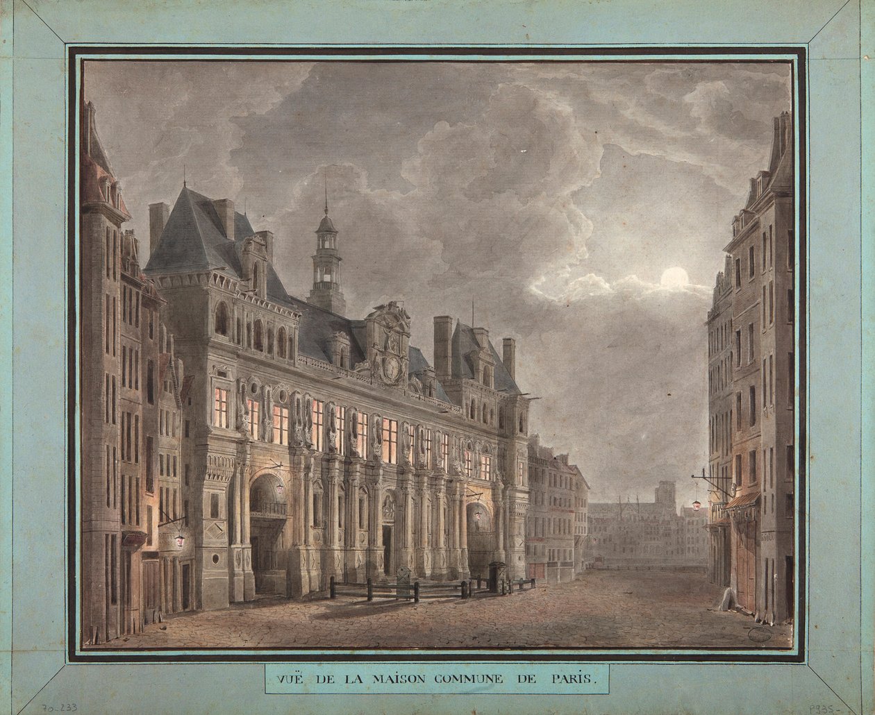 منظر لكومون ميزون باريس ، بين 1790-1795 (مرحاض على ورق) بواسطة المدرسة الفرنسية
