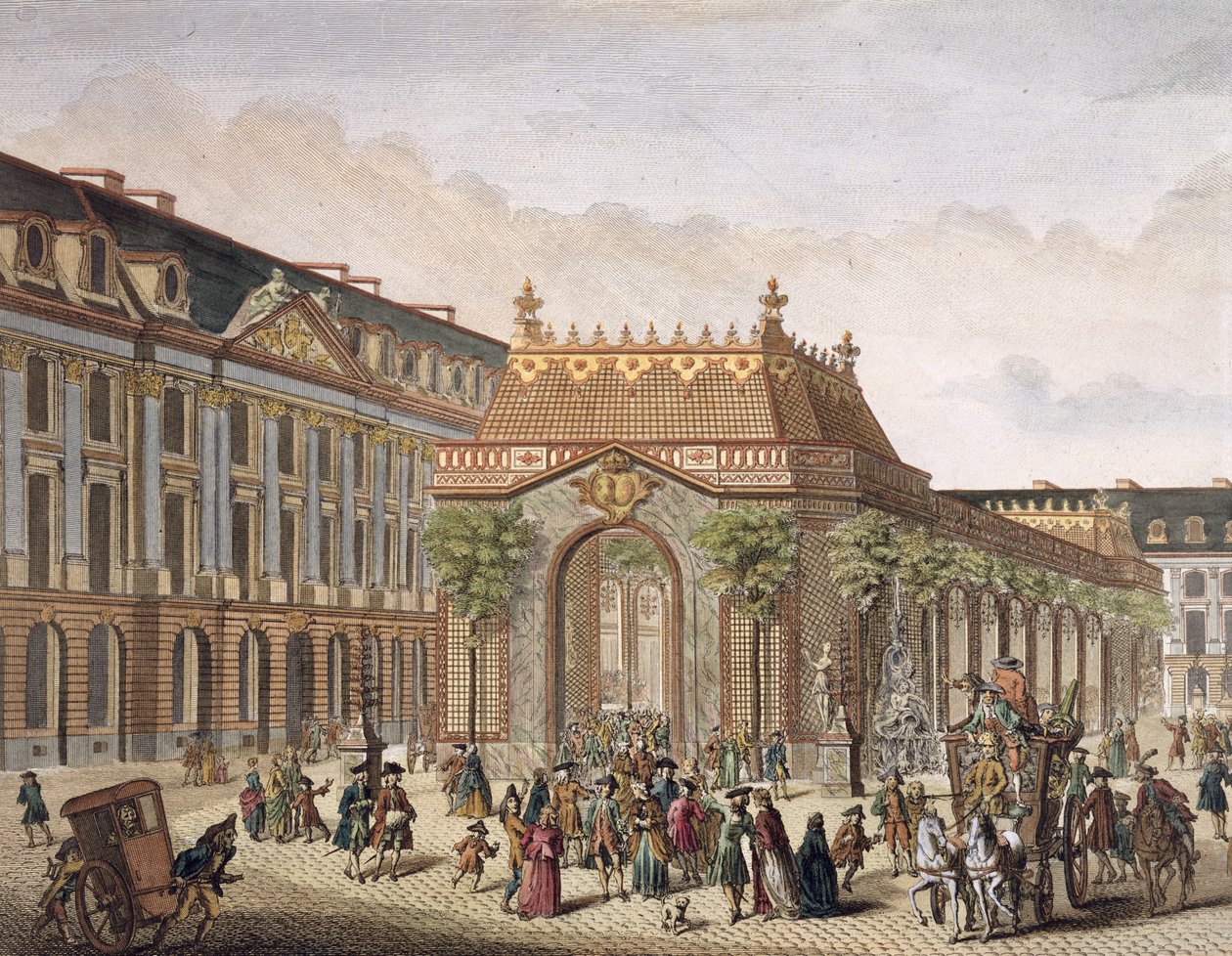 منظر لمكان de Louis le Grand ، مع إحدى الغرف التي تم إنشاؤها لمناسبة زواج Monseigneur le Dauphin (تفاصيل 101866) (نقش الألوان) بواسطة المدرسة الفرنسية