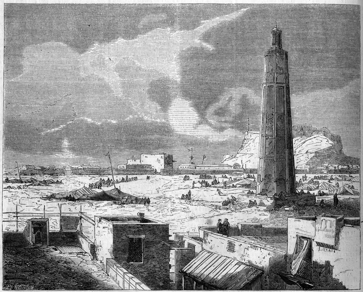 منظر لمدينة عدن ، عاصمة اليمن ، عام 1861. نقش في "Le Monde Illustré" "رقم 242 بتاريخ 30 نوفمبر / تشرين الثاني بواسطة المدرسة الفرنسية
