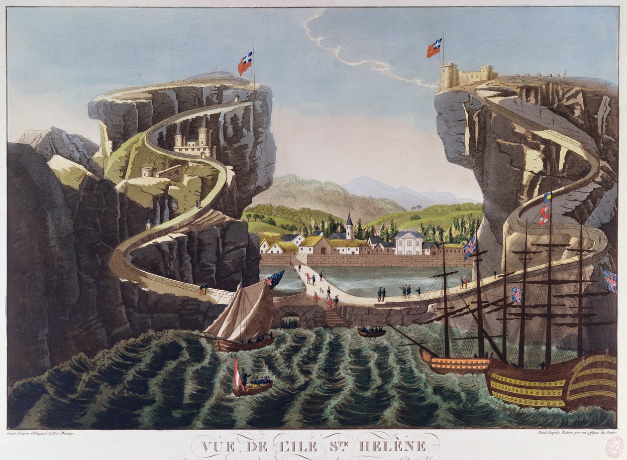 منظر لجزيرة سانت هيلانة ، ج .1821 بواسطة المدرسة الفرنسية