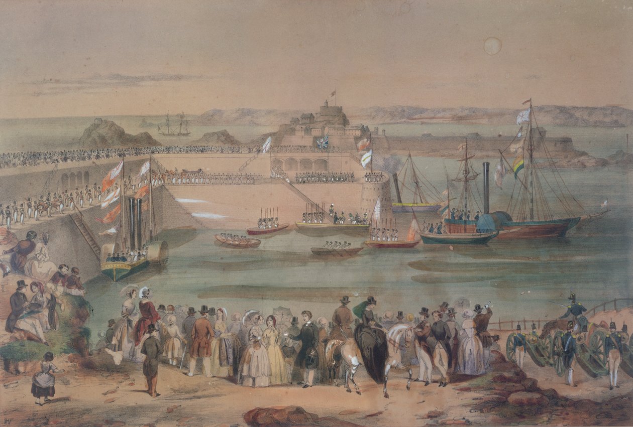 زيارة الملكة فيكتوريا في جيرسي عام 1846 ، 1847 بواسطة المدرسة الفرنسية