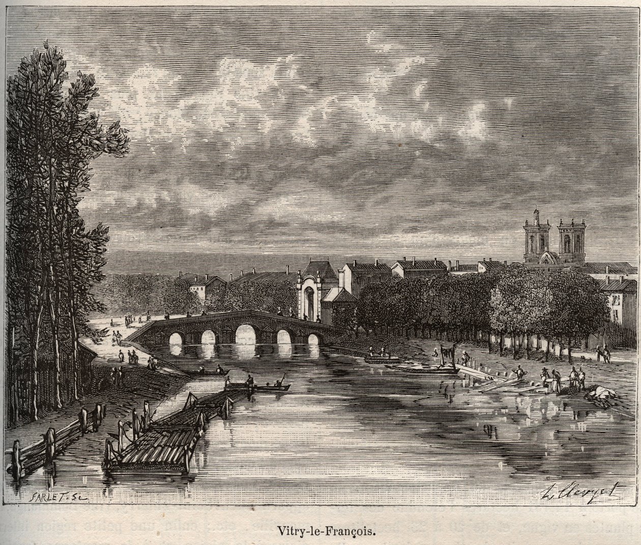 Vitry-le-Francois (Vitry le Francois) قسم Marne - نقش في "La France illustree: الجغرافيا والتاريخ والإدارة الإحصائية" بواسطة VA Malt-Brown. 1884 بواسطة المدرسة الفرنسية