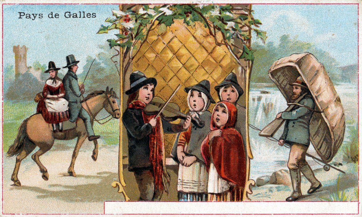 ويلز ، بطاقة ترويجية للمشروب Chicorée à la Bergère مع تصوير للحياة الويلزية ، c.1890 (انظر أيضًا 488432) بواسطة المدرسة الفرنسية