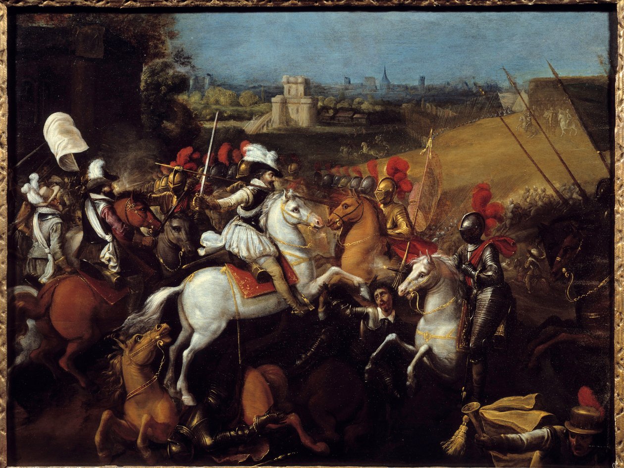 حرب الدين: "" الملك هنري الرابع (1533-1610) في معركة Arques في 21 سبتمبر بواسطة المدرسة الفرنسية