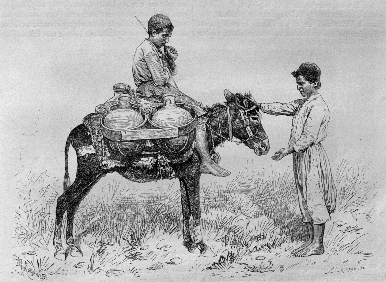 حامل المياه من سوريا اليوم. رحلات إلى فينيسيا ولبنان وجودي. 1875-1880 من لويس تشارلز إميل لورت ، 1884 (النقش وزن الجسم) بواسطة المدرسة الفرنسية